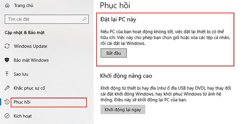 Cách reset laptop sử dụng tính năng Refresh và Reset có sẵn trên máy bước 2