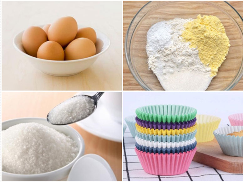 Cách làm bánh cupcake bằng lò vi sóng cần những nguyên liệu sau