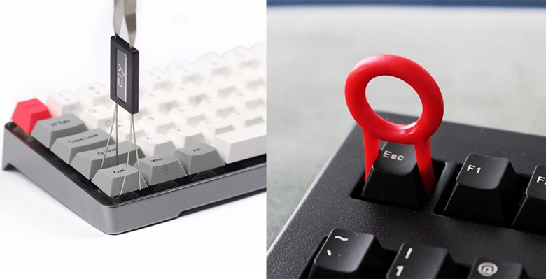 Vệ sinh bàn phím máy tính dùng Keycap puller để lấy từng nút bàn phím ra để vệ sinh