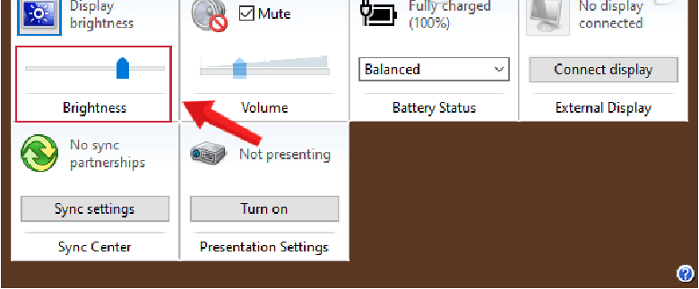 Tăng độ sáng màn hình laptop win 10 bằng Windows Mobility Center