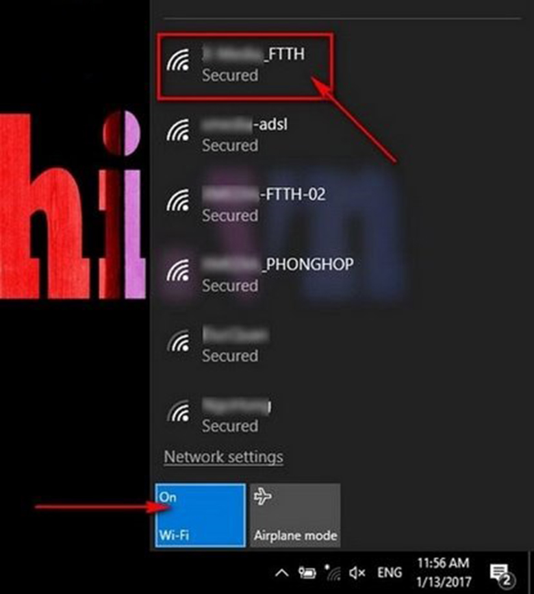 Cách bật wifi trên laptop Asus đơn giản trên win 8, 10 chọn tên cần bắt