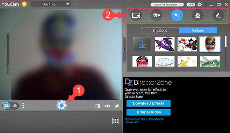 Cách bật camera laptop Win 7 cài CyberLink cuối cùng cấp bào biểu tượng để chụp ảnh