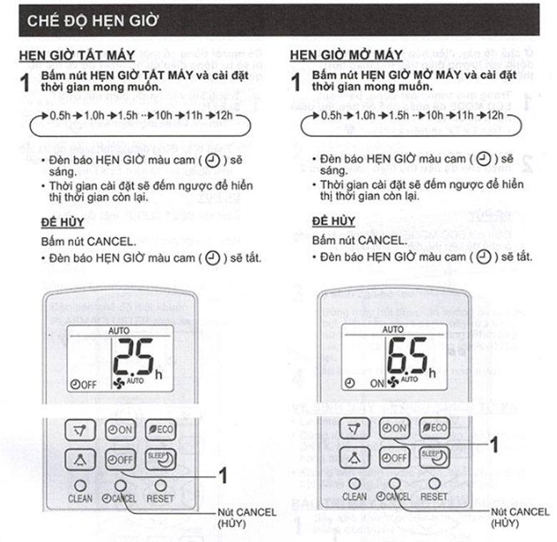 Cách sử dụng điều khiển điều hòa Sharp: Hẹn giờ bật tắt