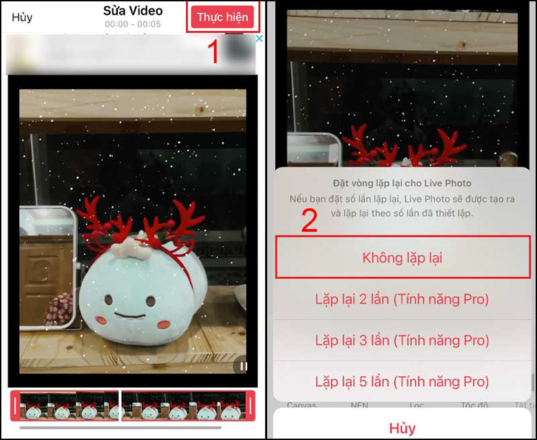 Cài video làm màn hình khoá iPhone dùng ứng dụng intoLive tiếp theo ấn nút thực hiện