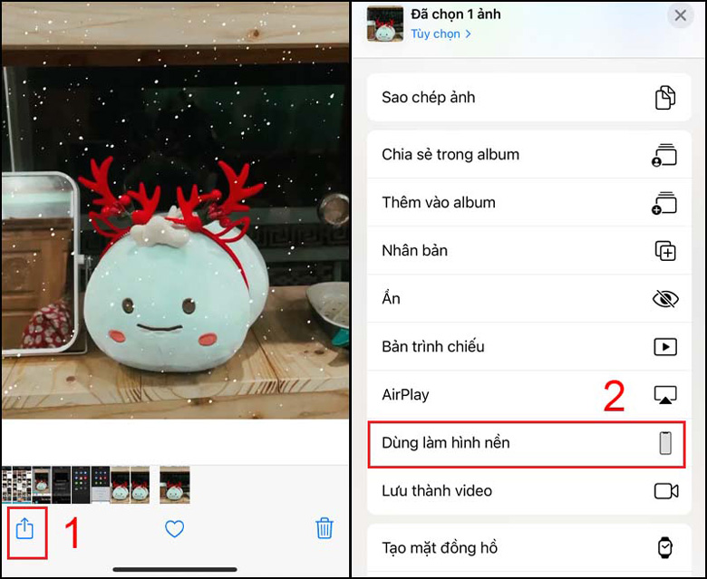 Cách cài đặt video làm màn hình khoá iPhone dùng ứng dụng intoLive tiếp theo chọn dùng là hình nền
