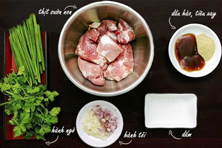 Nguyên liệu làm nướng sườn bằng lò vi sóng