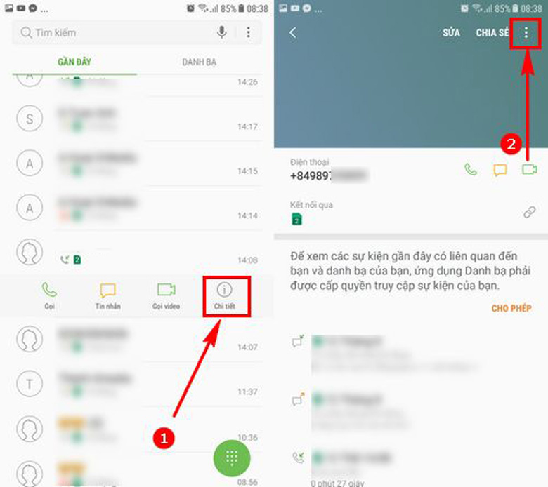 Chặn cuộc gọi ngoài danh bạ Samsung J7 Pro qua danh bạ chọn biểu tượng như trong hình