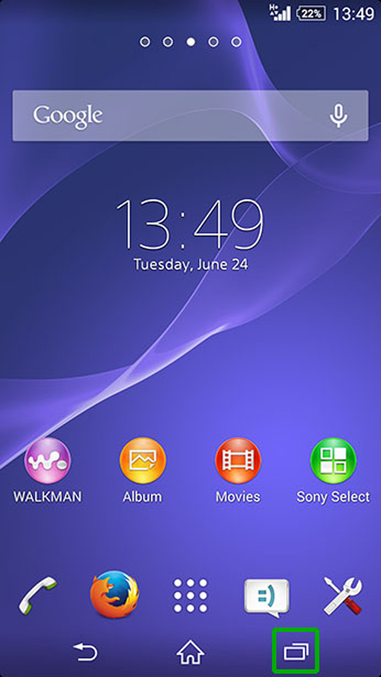 Cách chụp màn hình máy Sony sử dụng phím tắt trong Recent App