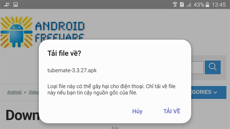 Cách lưu video trên youtube về điện thoại Oppo dùng phần mềm TubeMate chọn tải về