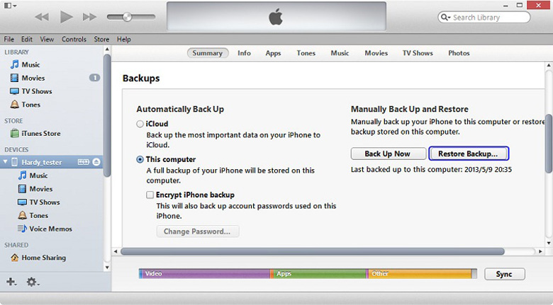 Chạy chương trình iPhone trên iTunes Backup