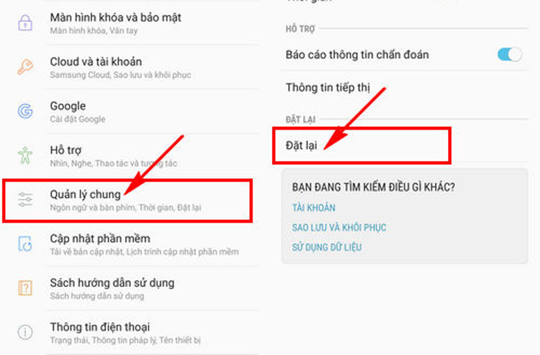 Máy Samsung không kết nối được wifi hãy reset lại máy