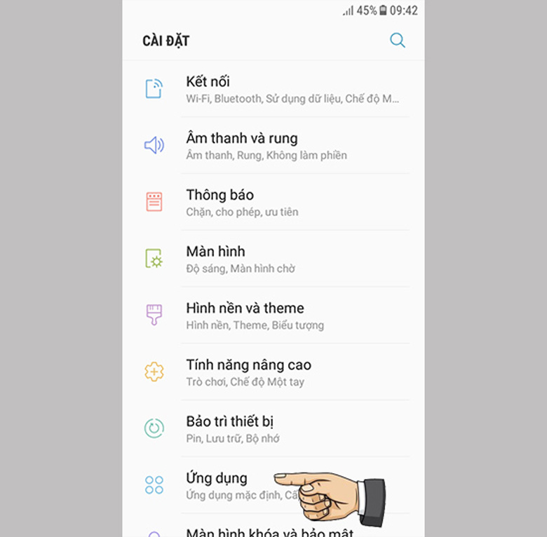 Xóa dữ liệu ứng dụng hệ thống không cần thiết chọn mục ứng dụng
