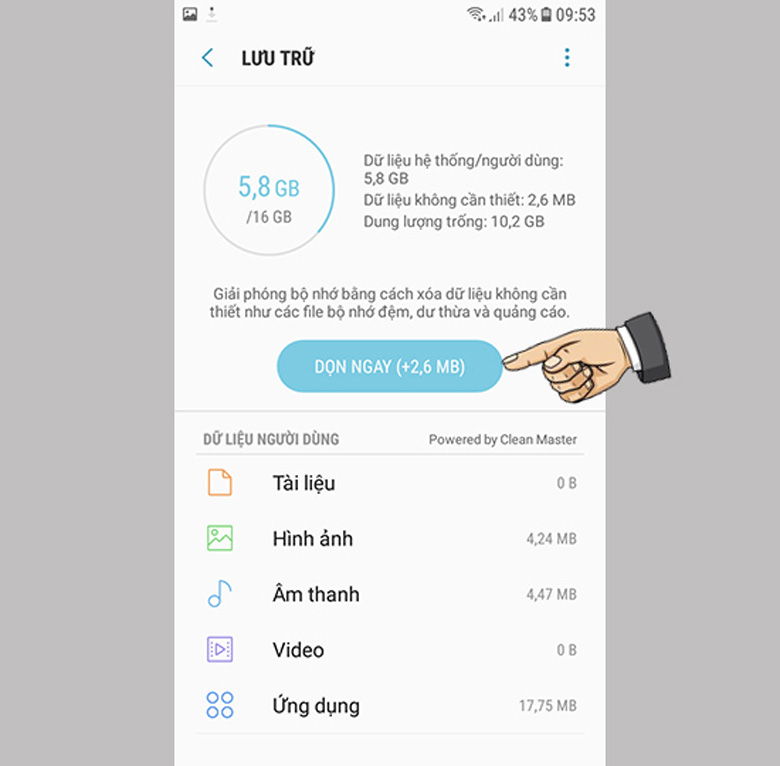 Gỡ bỏ các ứng dụng, tập tin, tệp rác không cần thiết chọn dọn ngay