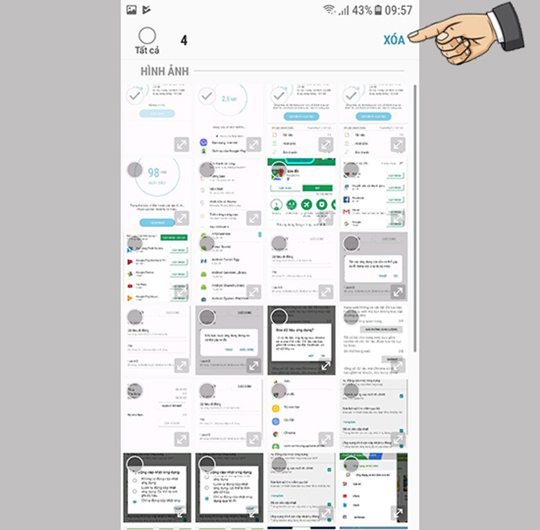 Gỡ bỏ các ứng dụng, tập tin, tệp rác không cần thiết chọn xóa