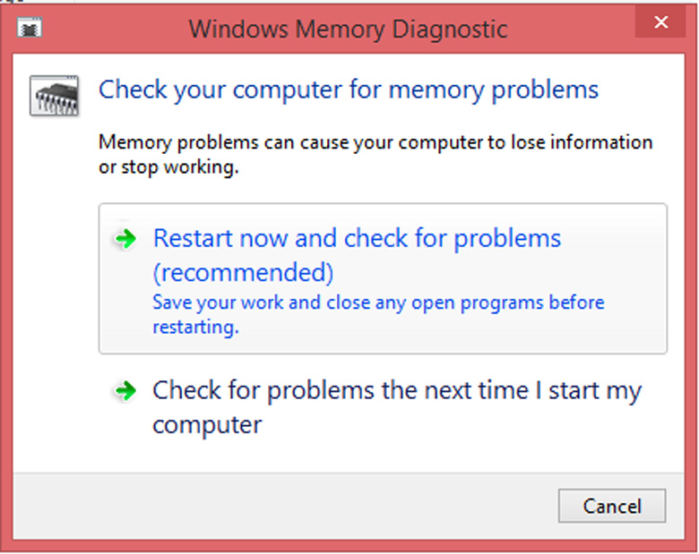 Cách chọn RAM cho laptop trước tiên bạn nên kiểm tra RAM trên máy tính và laptop chọn Restart now and check for problems (recommended)