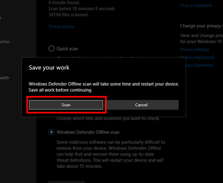 Cách diệt virus cho laptop sử dụng Windows Security chọn Scan