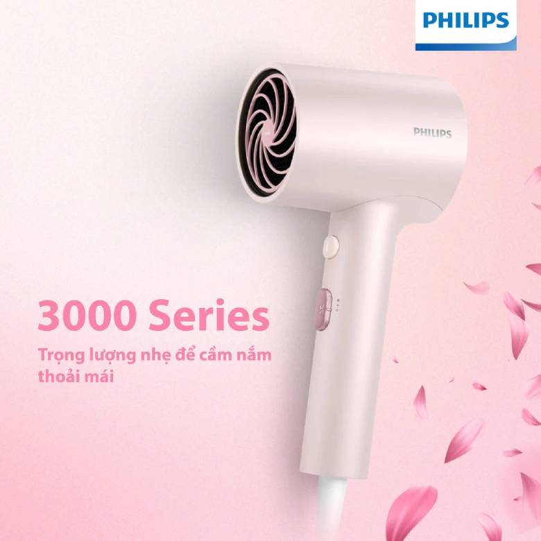 Máy sấy tóc Philips BHD321/50 1600W - Thiết kế nhỏ gọn, trọng lượng nhẹ