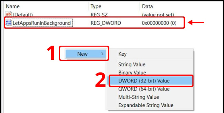Cách tắt ứng dụng chạy ngầm trên laptop bằng Registry Editor