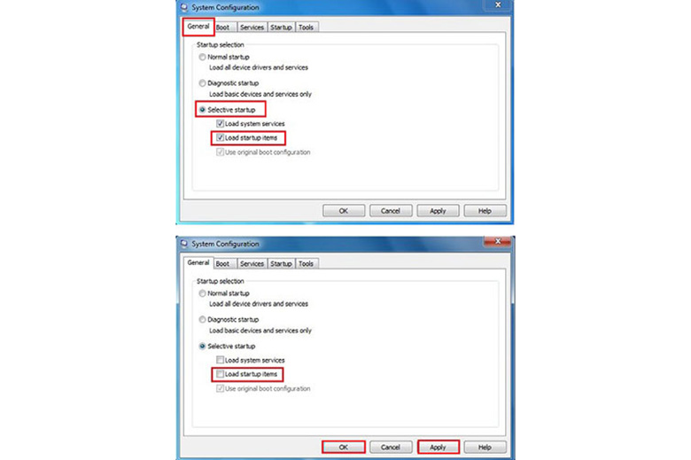 Cách tắt ứng dụng chạy ngầm trên laptop bằng cách khởi động lại máy tính trong Selective Startup