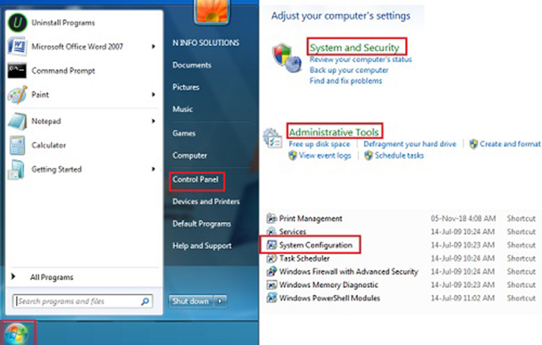 Cách tắt ứng dụng chạy ngầm trên laptop bằng Sử dụng tiện ích System Configuration hoặc msconfig.exe