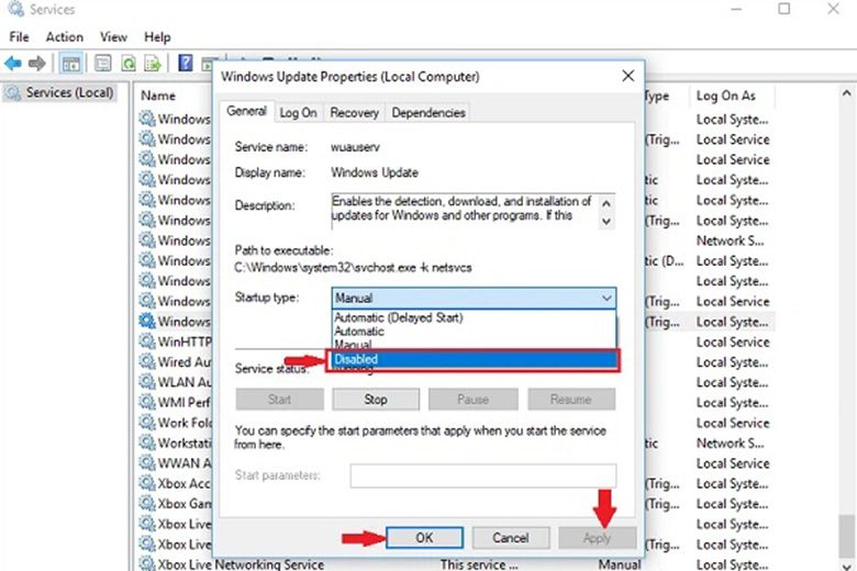 Cách tăng tốc wifi cho laptop: Tắt Windows Update bước 3