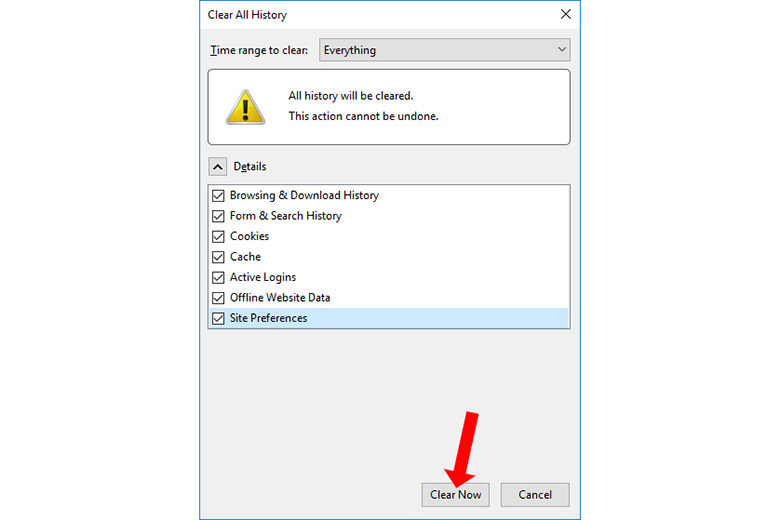 Khắc phục laptop bắt wifi yếu: Xóa cookies trong trình duyệt web Firefox