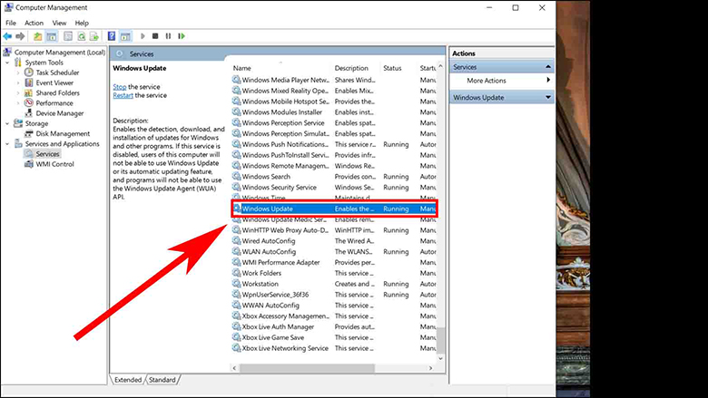 Cách khăc phục màn hình laptop bị đen sửa dụng tính năng tự động update tiếp tục chọn "Window Update"