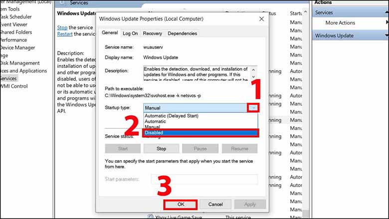 Cách khăc phục màn hình laptop bị đen sửa dụng tính năng tự động update tiếp tục chọn "Disabled" > Nhấn "OK" để kết thúc cài đặt
