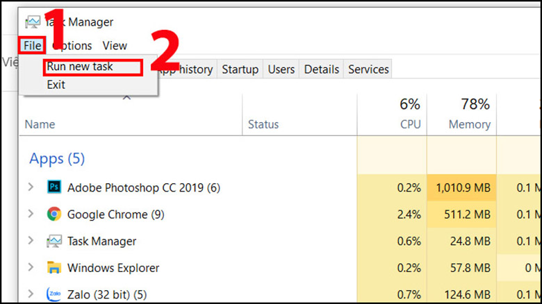 Màn hình laptop bị đen cách khắc phục nạp lại Windows Explorer