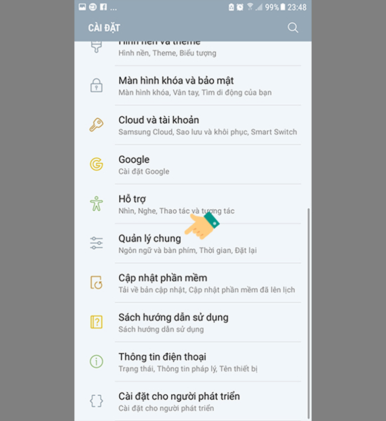 Cách viết có dấu trong điện thoại Samsung vào quản lý chúng