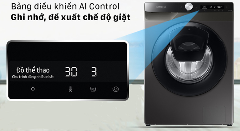 Bảng điều khiển-Máy giặt Samsung Inverter 8.5 kg WW85T554DAX/SV lồng ngang