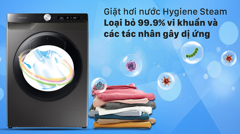 Công nghệ Hygiene Steam-Máy giặt Samsung Inverter 8.5 kg WW85T554DAX/SV lồng ngang