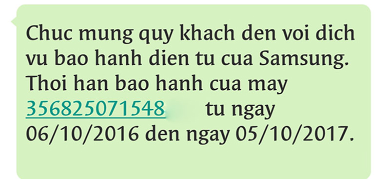 Cách kiểm tra điện thoại Samsung chính hãng qua tin nhắn