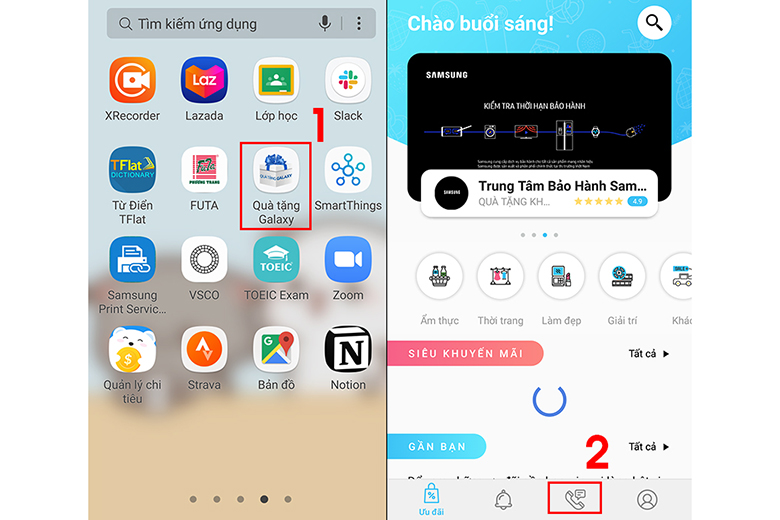 Cách kiểm tra điện thoại Samsung chính hãng qua ứng dụng quà tặng bước 1