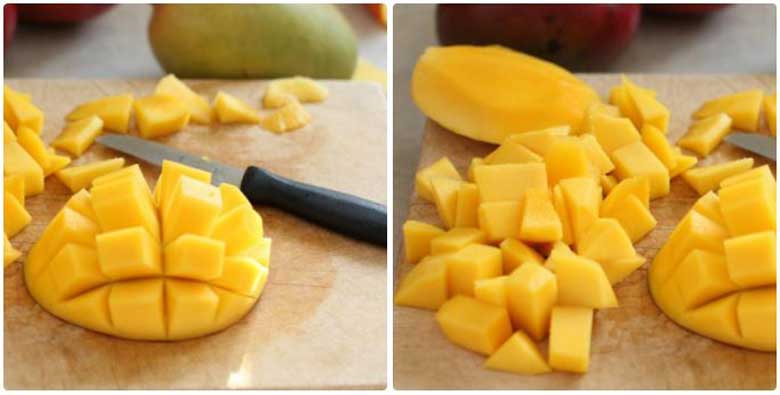 Kem xoài sữa chua bằng máy xay sinh tố khi sơ chế xoài