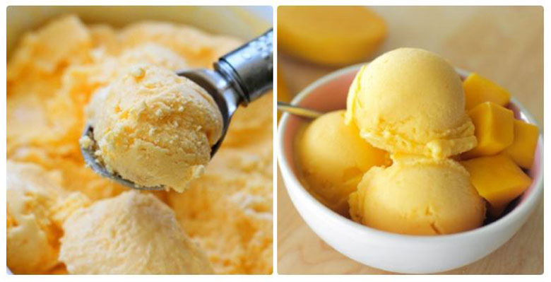 Kem xoài sữa chua bằng máy xay sinh tố thưởng thức món kem xoài