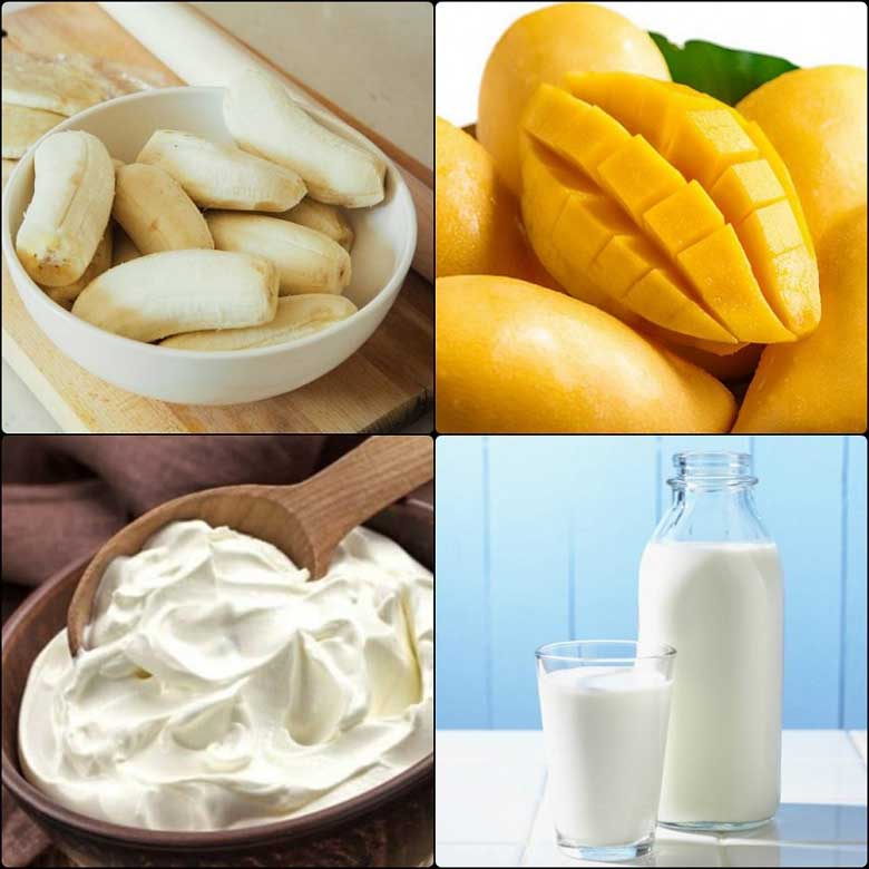 Cách làm kem xoài bằng máy xay sinh tố cần các nguyên liệu như sau