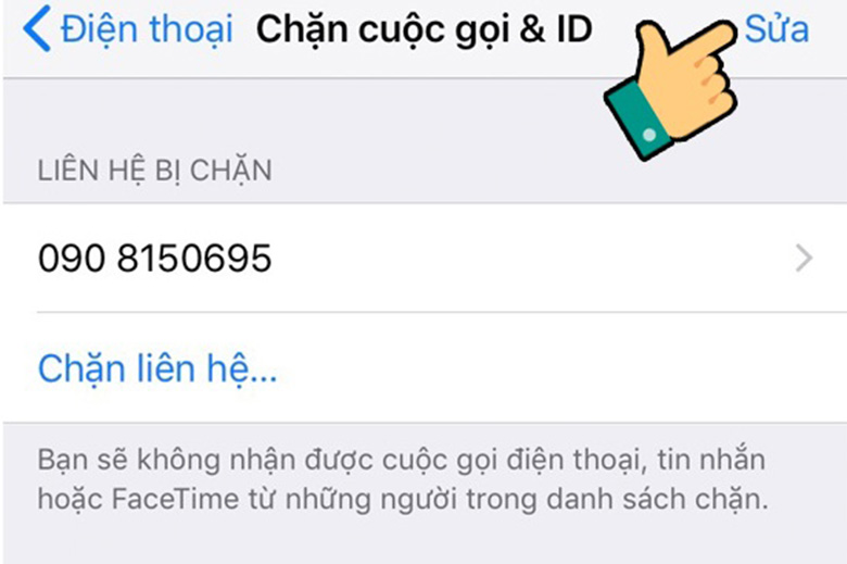 Cách bỏ chặn số điện thoại trên iOS bước 4.1