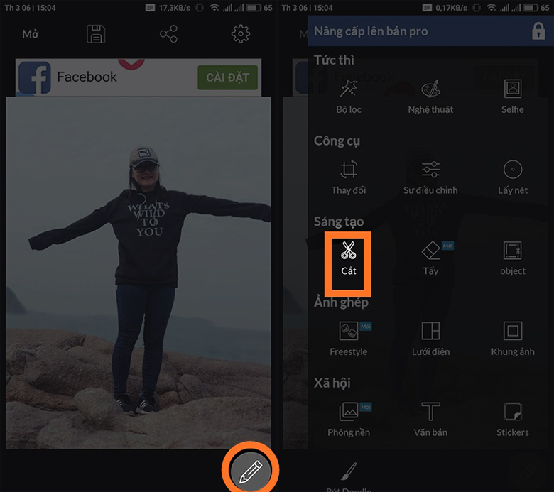 Cách ghép ảnh trên điện thoại Samsung phần mềm LightX