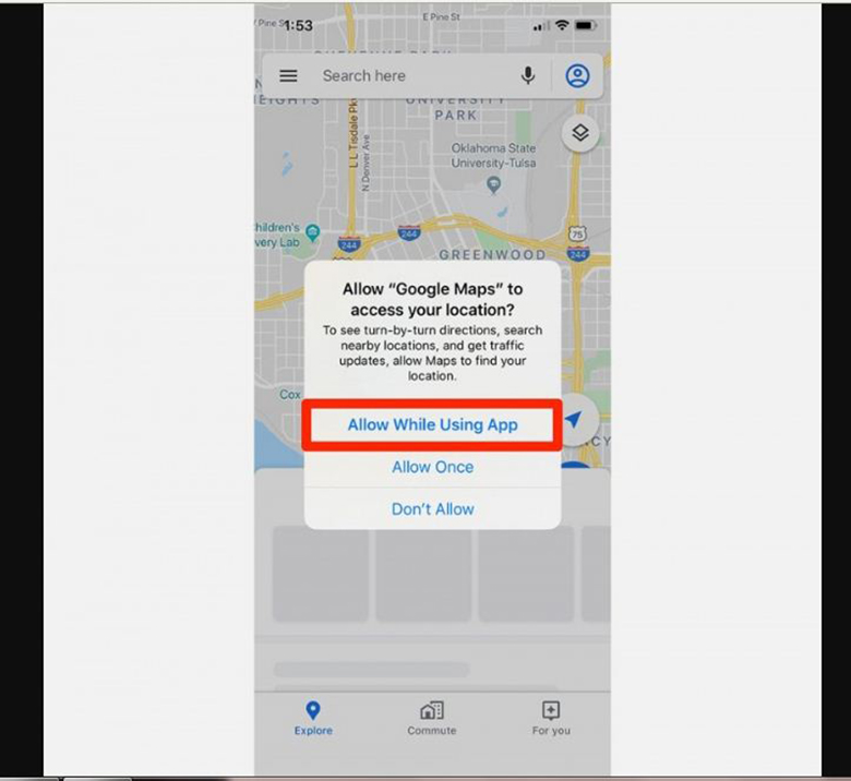 Cách kết nối định vị giữa 2 điện thoại Android và iPhone tải google maps chọn 2 chế độ như trong hình vẽ