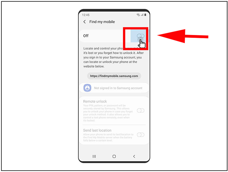 Cài định vị cho điện thoại Samsung với tính năng Find my Mobile ấn chạm để bật
