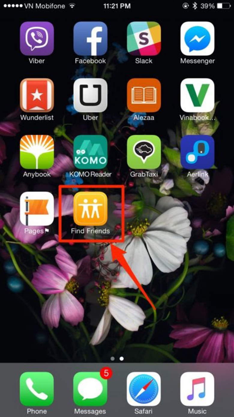Chọn ứng dụng Find my Friends cách định vị điện thoại iPhone bị mất an toàn