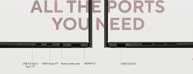 Laptop Asus Zenbook 14 UM3406KA-PP113WS đầy đủ kết nối