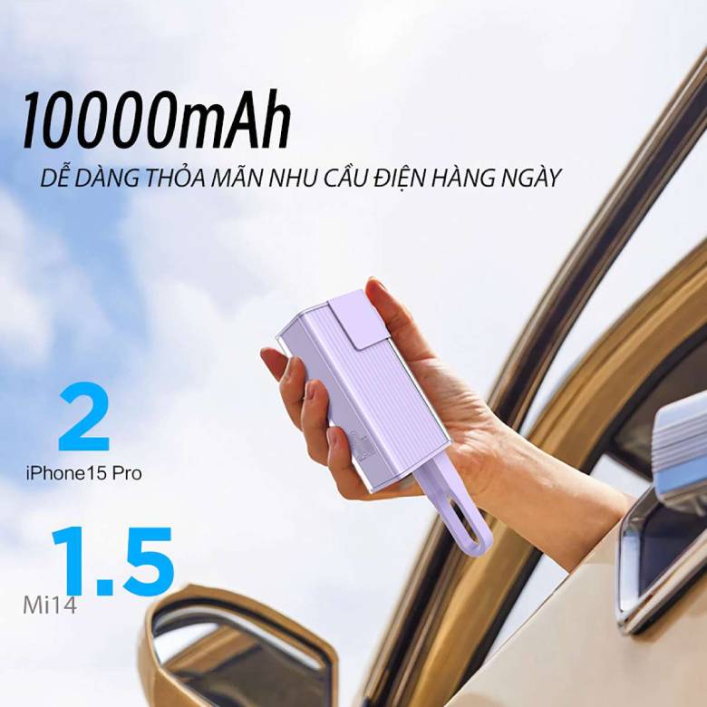  Sạc dự phòng Pisen Quick Crystal High Power Box 30W TP-D110 Tím -Dung lượng thực 10.000mAh