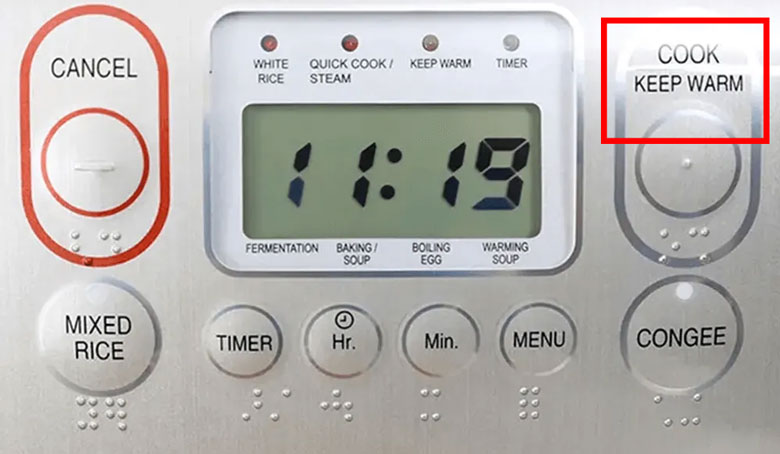Cơm bị sượng phải làm sao - Bấm nhầm chế độ nấu