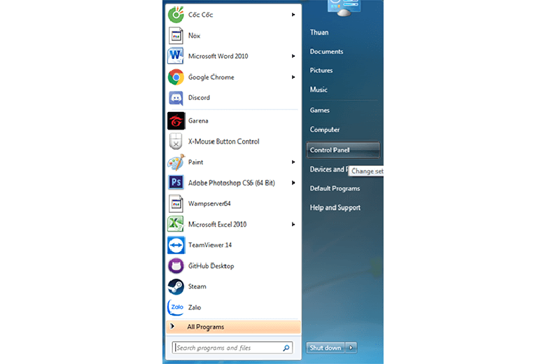 Cách chỉnh chuột trong win 7