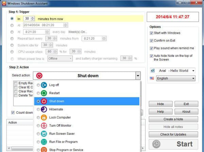 Hẹn giờ tắt máy tính Win 7 dùng phần mềm chuyên dụng