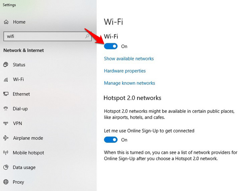 Laptop không bắt được wifi từ điện thoại bật tính năng wifi trên laptop nếu như bạn quên