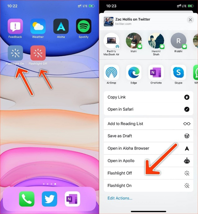 Cách bật đèn pin iPhone 6, 7 ấn vào nút "+" nhập từ "Torch" và bạn có thể bắt đầu sử dụng