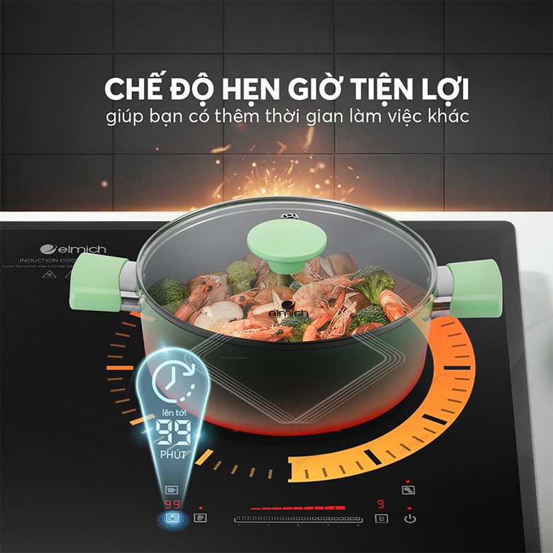 Bếp từ đôi Elmich ICE 8862 có hẹn giờ